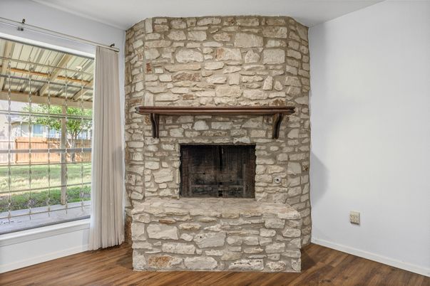 Fireplace, Interior, Stone Walls, Wood Texture Flooring