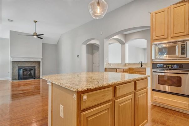 Fireplace, Interior, Kitchen, Wood Texture Flooring