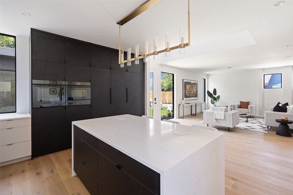 Interior, Kitchen, Living room, Pendant Lights, Recessed Lighting, Wood Texture Flooring