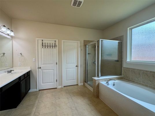 Bathroom, Dual Sink Vanities, Glass Shower, Interior