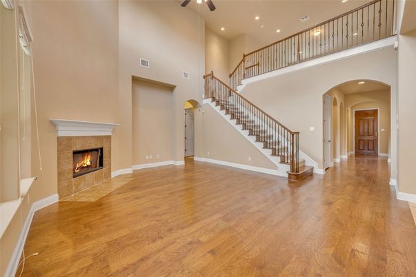 Fireplace, Interior, Recessed Lighting, Wood Texture Flooring