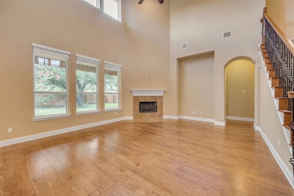 Empty room, Fireplace, Interior, Wood Texture Flooring