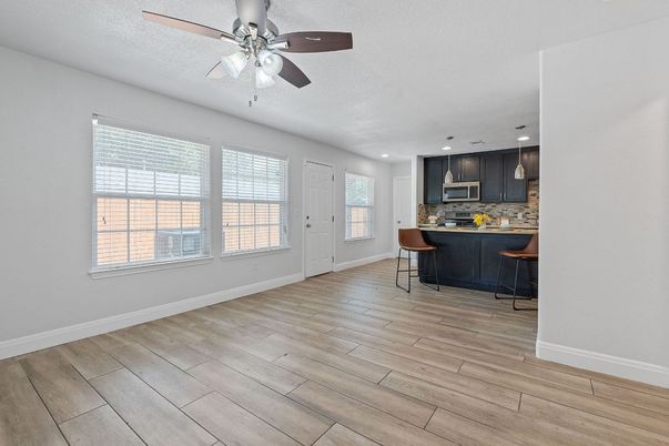 Interior, Kitchen, Recessed Lighting, Wood Texture Flooring