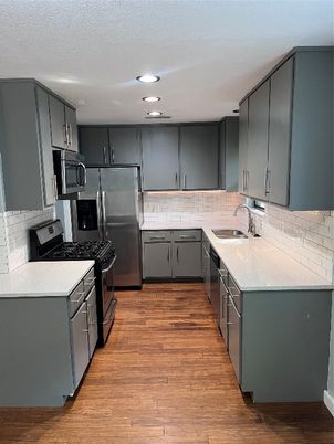 Interior, Kitchen, Recessed Lighting, Wood Texture Flooring