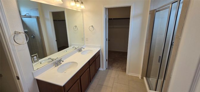 Bathroom, Dual Sink Vanities, Glass Shower, Interior