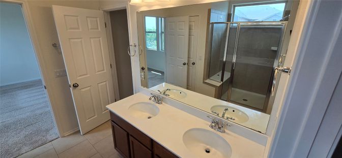 Bathroom, Dual Sink Vanities, Glass Shower, Interior