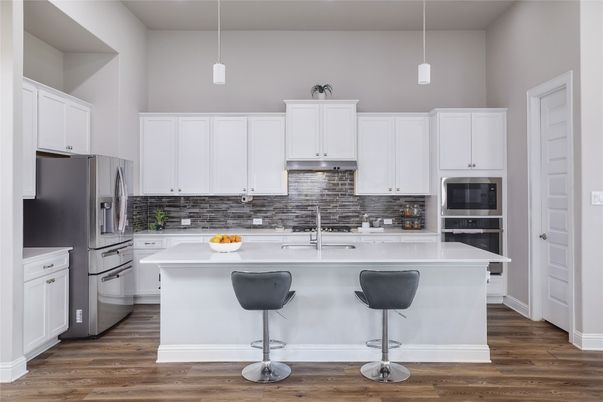 Interior, Kitchen, Pendant Lights, Wood Texture Flooring