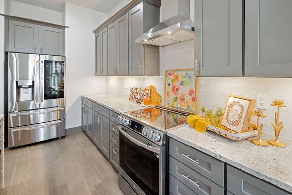 Interior, Kitchen, Stainless Steel Appliances, Wood Texture Flooring