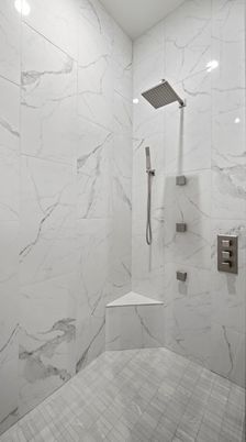 Bathroom, Interior, Marble Walls, Recessed Lighting