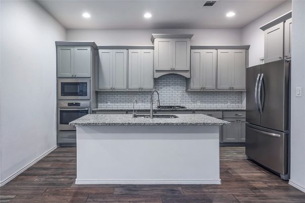 Interior, Kitchen, Recessed Lighting, Wood Texture Flooring