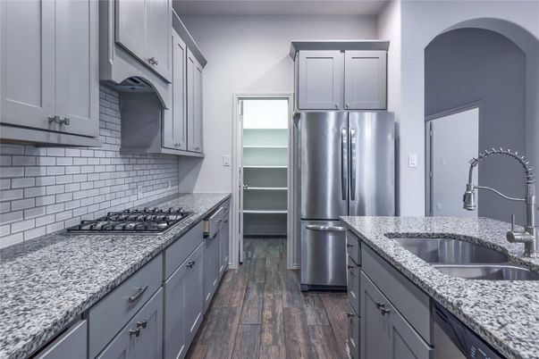 Interior, Kitchen, Stainless Steel Appliances, Wood Texture Flooring