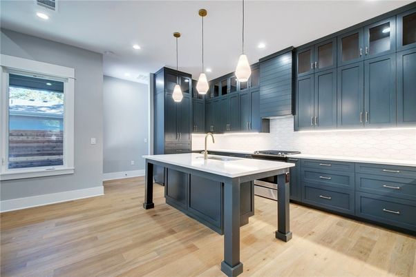 Interior, Kitchen, Pendant Lights, Recessed Lighting, Wood Texture Flooring