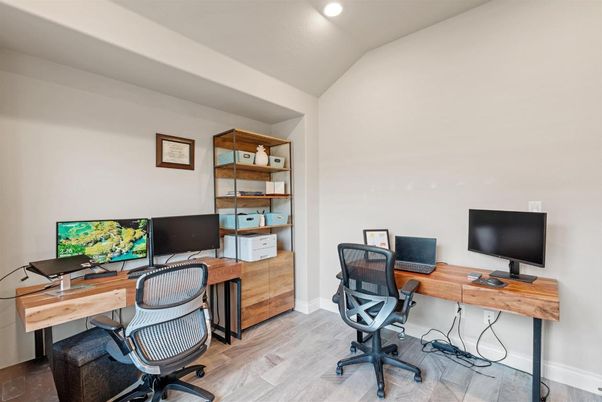 Home Office, Interior, Recessed Lighting, Wood Texture Flooring