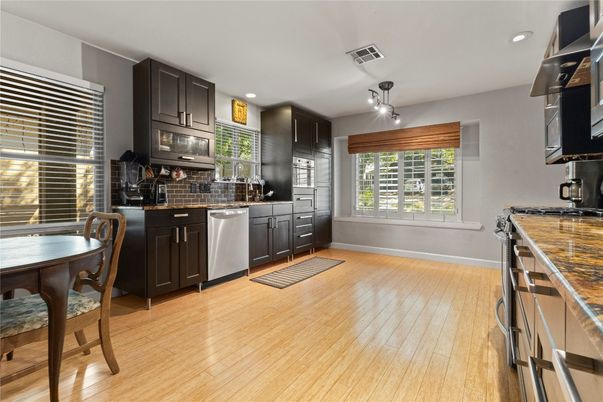 Interior, Kitchen, Recessed Lighting, Wood Texture Flooring