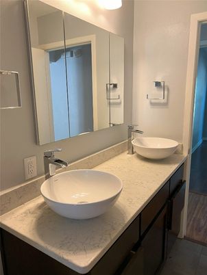Bathroom, Dual Sink Vanities, Interior, Wood Texture Flooring