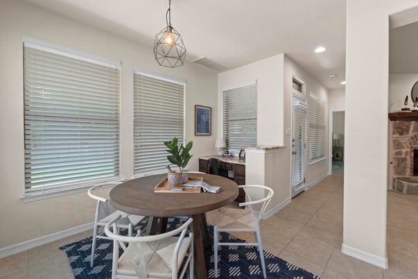 Dining room, Fireplace, Interior, Pendant Lights, Recessed Lighting