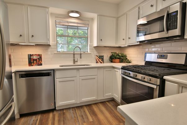 Interior, Kitchen, Stainless Steel Appliances, Wood Texture Flooring