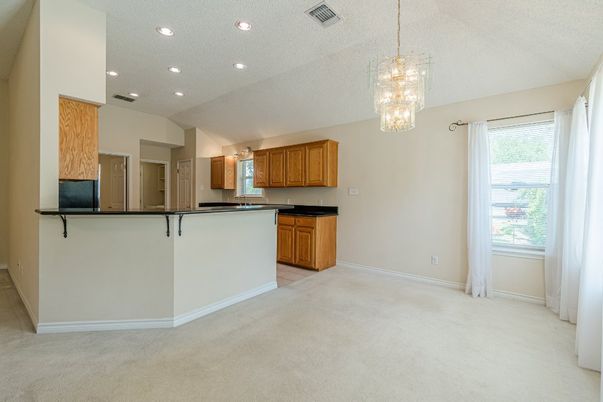 Chandelier, Empty room, Interior, Kitchen, Recessed Lighting