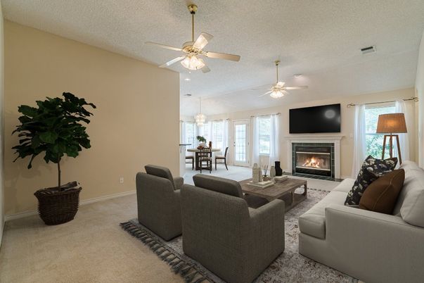 Chandelier, Dining room, Fireplace, Interior, Living room