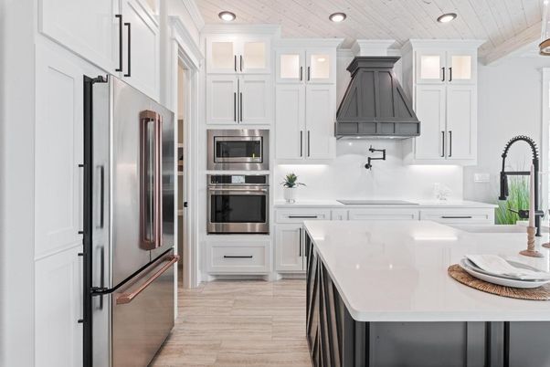 Interior, Kitchen, Recessed Lighting, Stainless Steel Appliances, Wooden Ceilings