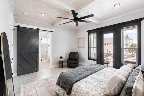 Bedroom, Interior, Recessed Lighting, Wooden Ceilings, Wood Texture Flooring