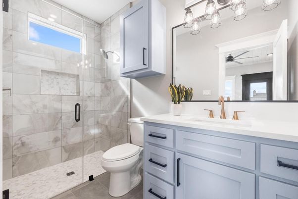 Bathroom, Glass Shower, Interior, Marble Walls