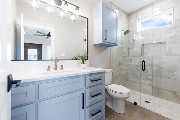 Bathroom, Glass Shower, Interior, Marble Walls