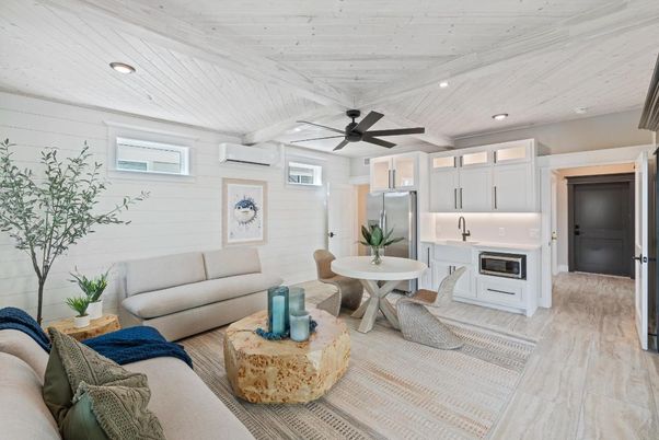 Interior, Kitchen, Living room, Recessed Lighting, Wood Texture Flooring