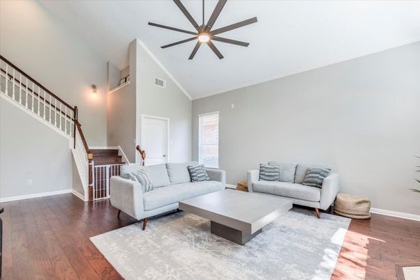Interior, Living room, Pendant Lights, Wood Texture Flooring