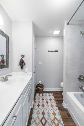 Bathroom, Dual Sink Vanities, Interior, Wood Texture Flooring