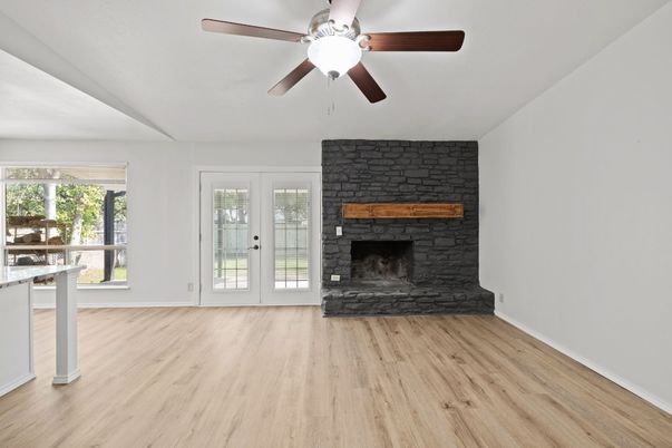Empty room, Fireplace, Interior, Wood Texture Flooring