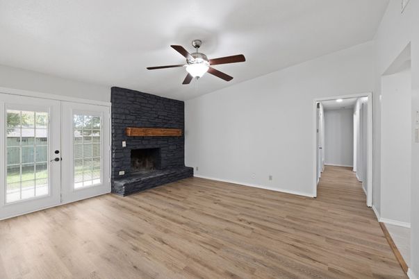 Empty room, Fireplace, Interior, Wood Texture Flooring