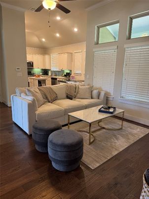 Interior, Kitchen, Living room, Recessed Lighting, Wood Texture Flooring