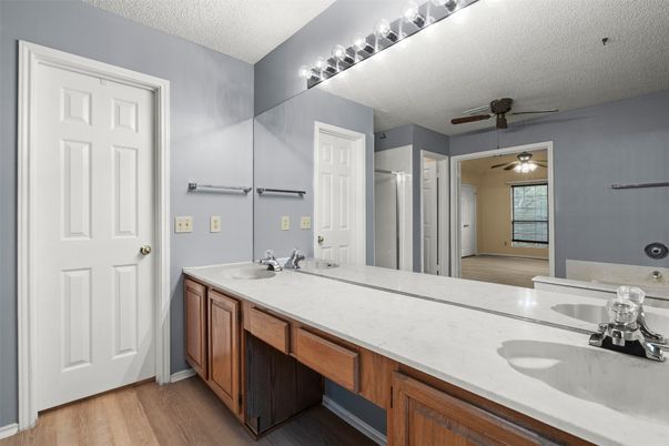 Bathroom, Dual Sink Vanities, Interior, Wood Texture Flooring