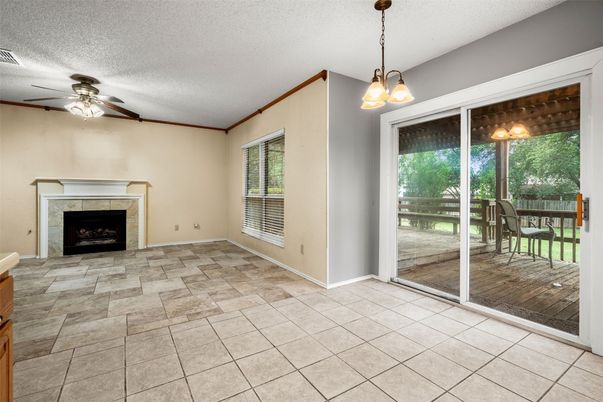 Empty room, Fireplace, Interior, Pendant Lights