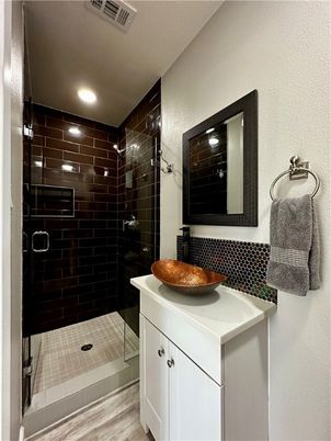 Bathroom, Glass Shower, Interior, Recessed Lighting