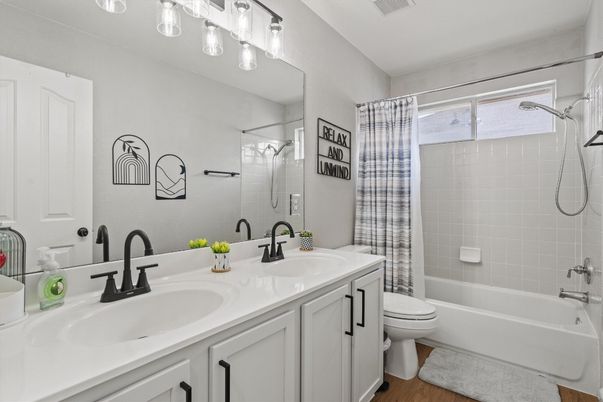 Bathroom, Dual Sink Vanities, Interior, Wood Texture Flooring