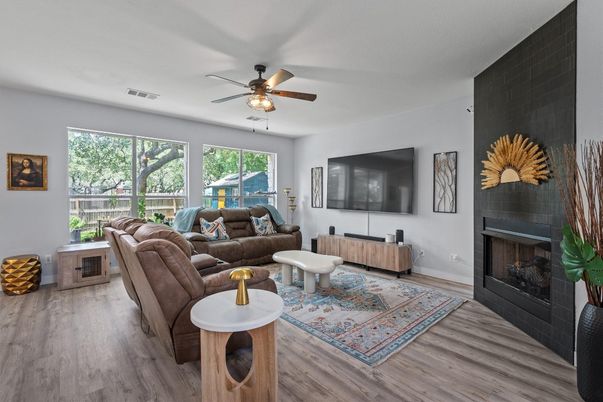 Fireplace, Interior, Living room, Wood Texture Flooring
