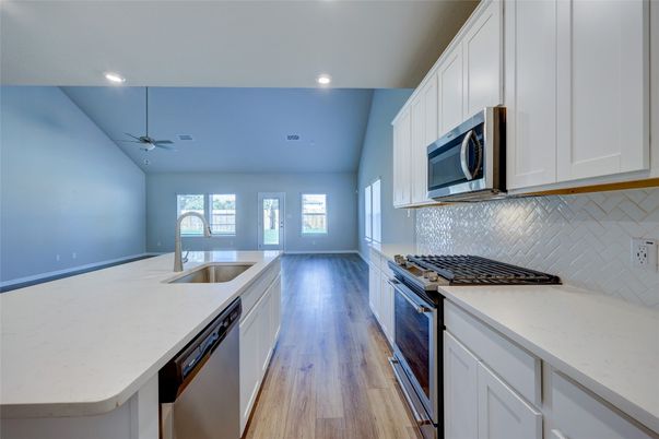 Interior, Kitchen, Recessed Lighting, Wood Texture Flooring