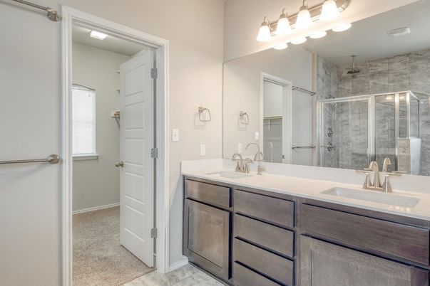 Bathroom, Dual Sink Vanities, Glass Shower, Interior