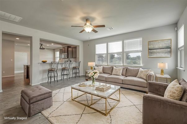 Interior, Kitchen, Living room, Recessed Lighting, Wood Texture Flooring