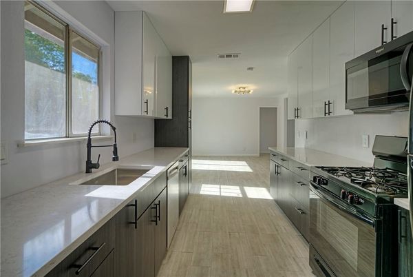 Interior, Kitchen, Stainless Steel Appliances, Wood Texture Flooring