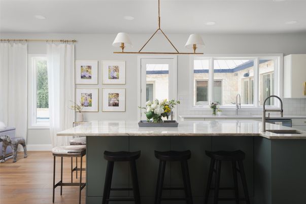 Interior, Kitchen, Pendant Lights, Recessed Lighting, Wood Texture Flooring