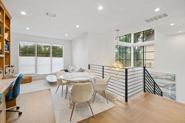 Home Office, Interior, Recessed Lighting, Wood Texture Flooring