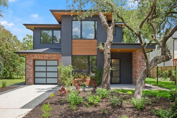 Attached, Exterior, Facade, Brick Facade, Modern