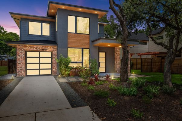 Attached, Exterior, Facade, Brick Facade, Modern