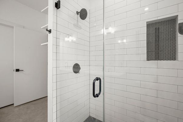 Bathroom, Glass Shower, Interior, Recessed Lighting