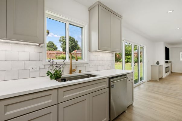 Interior, Kitchen, Recessed Lighting, Wood Texture Flooring