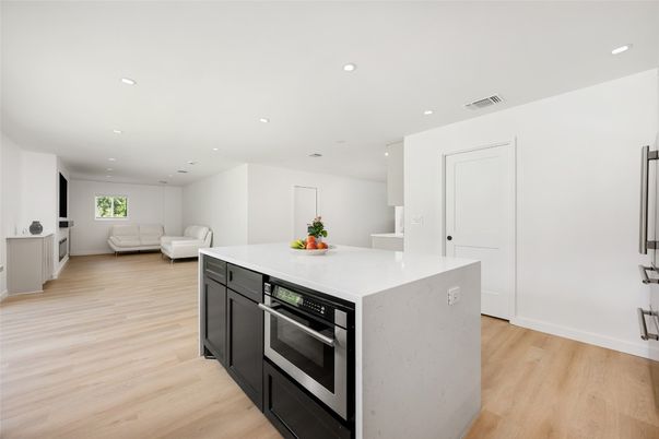 Interior, Kitchen, Recessed Lighting, Wood Texture Flooring