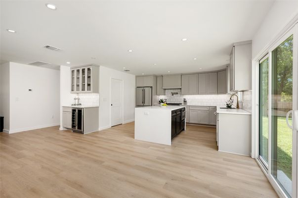 Interior, Kitchen, Recessed Lighting, Wood Texture Flooring